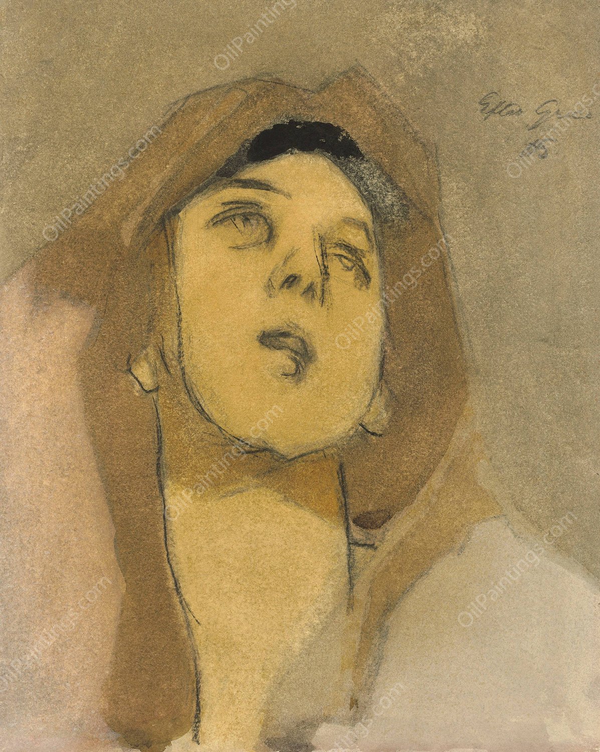 Madonna Immaculata, after El Greco by Helene Schjerfbeck - Hand-Painted Oil Painting Reproduction