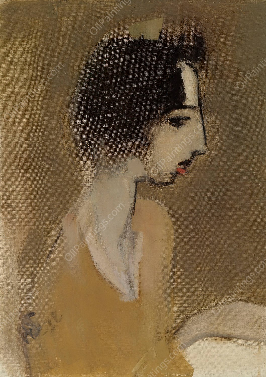 Profile of a Woman  by Helene Schjerfbeck - Hand-Painted Oil Painting Reproduction