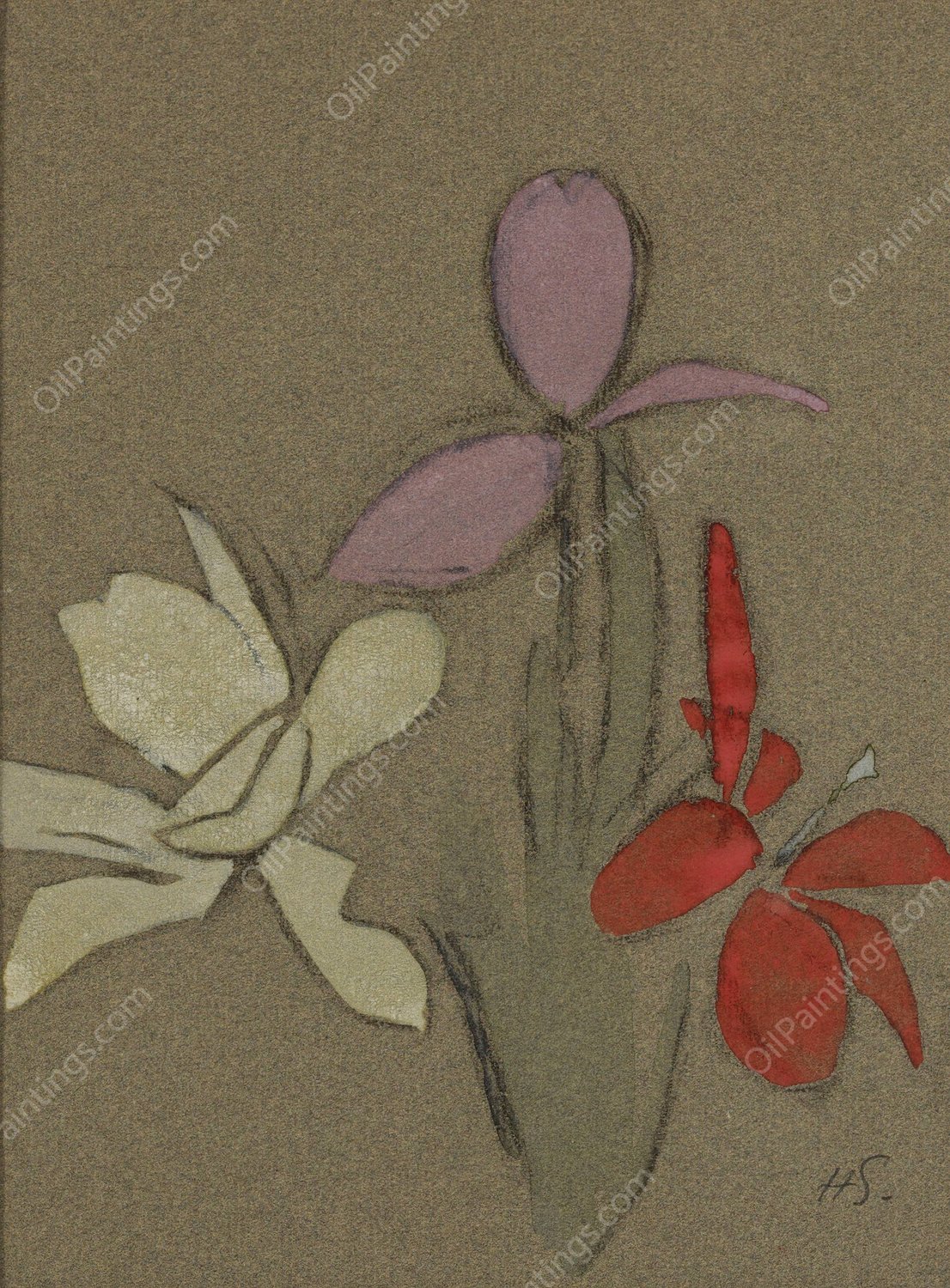 Small Lilies  by Helene Schjerfbeck - Hand-Painted Oil Painting Reproduction
