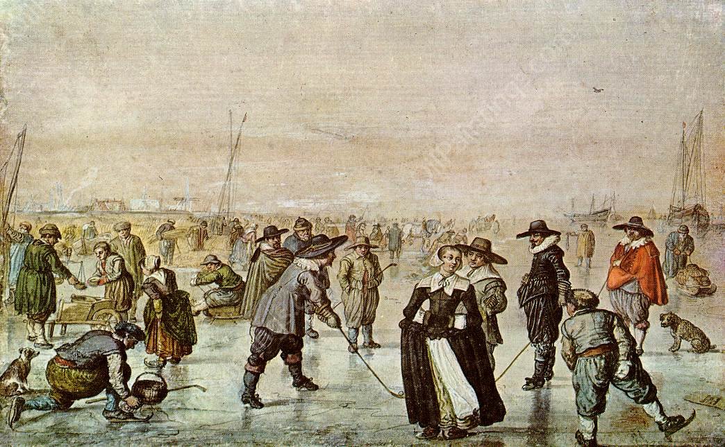 A Scene on the Ice by Hendrick Avercamp - Hand-Painted Oil Painting Reproduction