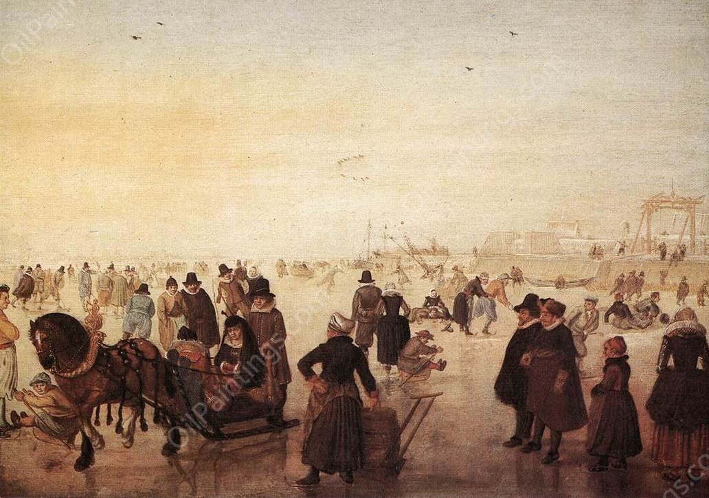 Ice Scene by Hendrick Avercamp - Hand-Painted Oil Painting Reproduction