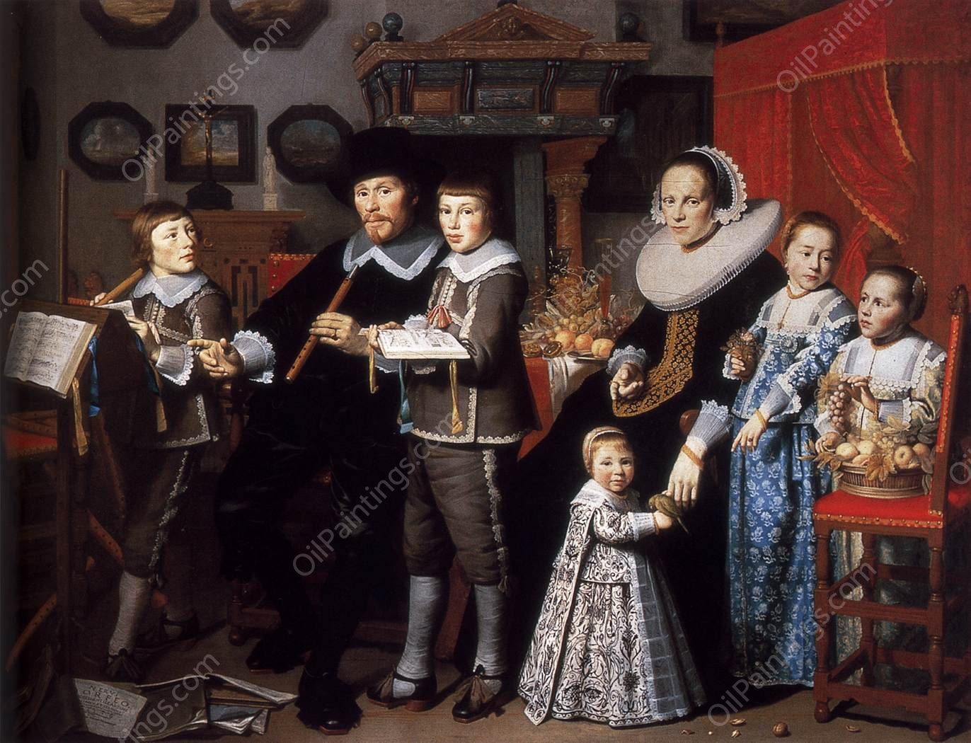 Portrait of Michiel van der Dussen and His Family by Hendrick Cornelisz Van Vliet - Hand-Painted Oil Painting Reproduction