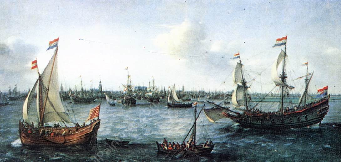 The Harbour in Amsterdam by Hendrick Cornelisz Vroom - Hand-Painted Oil Painting Reproduction