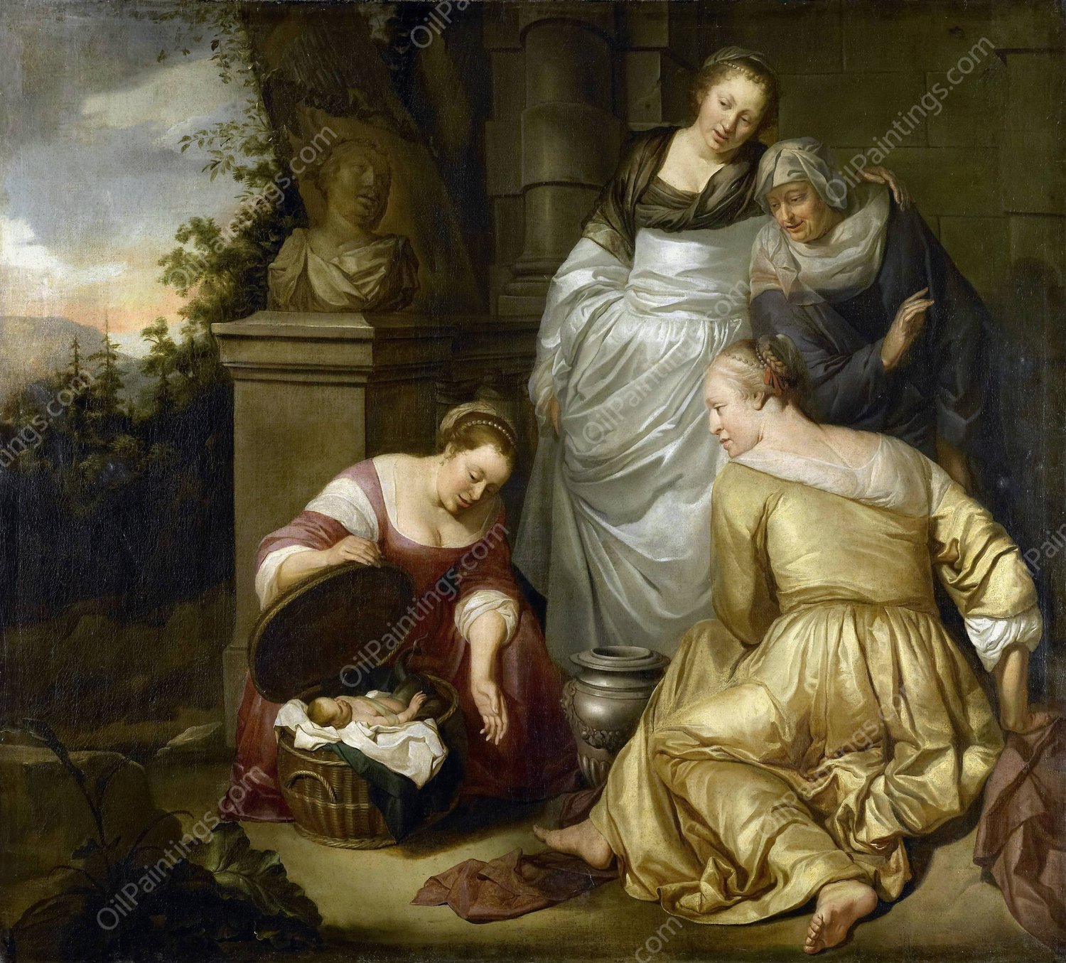 Erichthonius Found By The Daughters of Cecrops  by Hendrick Heerschop - Hand-Painted Oil Painting Reproduction