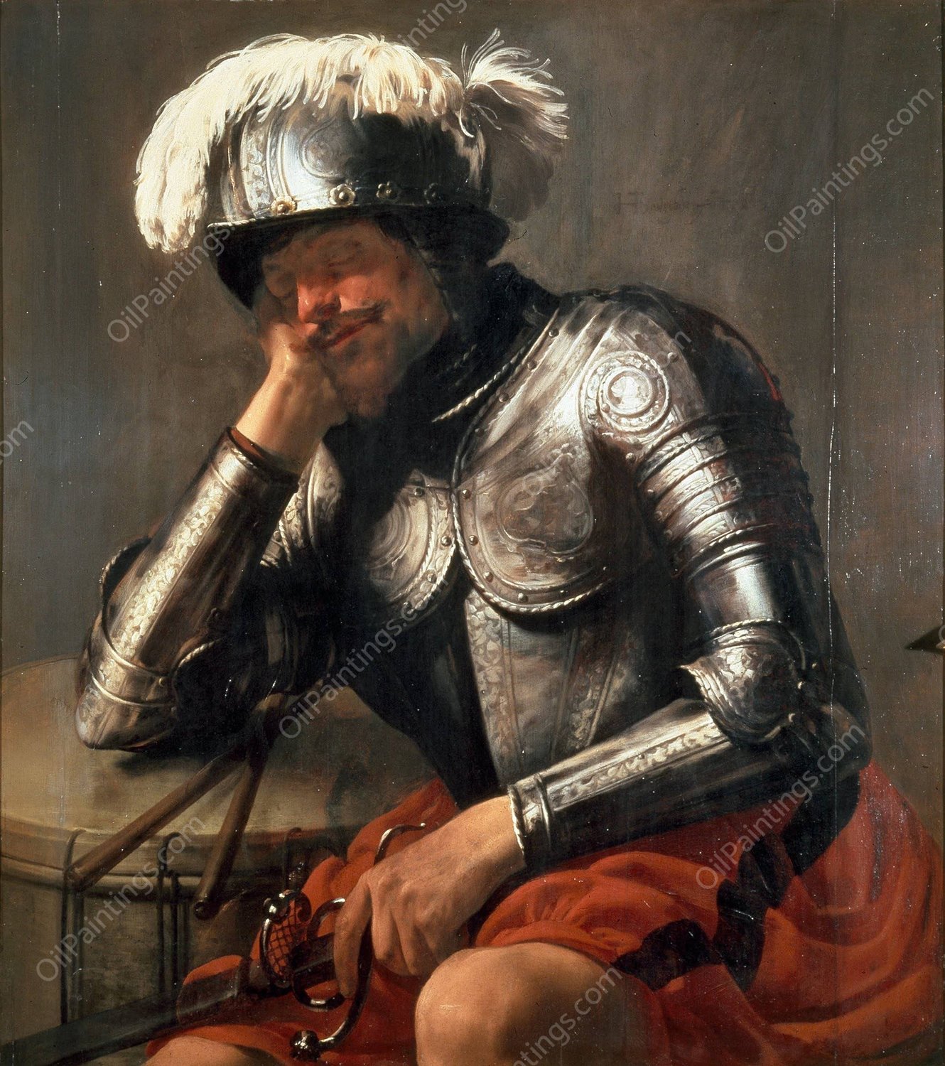 Mars Asleep  by Hendrick Ter Brugghen - Hand-Painted Oil Painting Reproduction