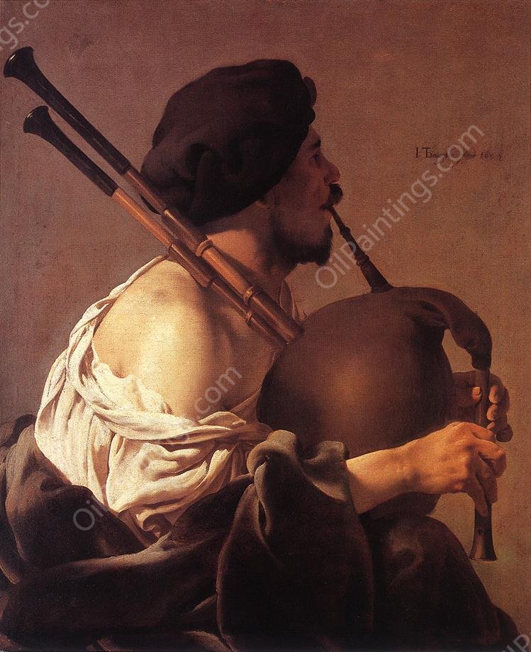 Bagpipe Player by Hendrick Terbrugghen - Hand-Painted Oil Painting Reproduction