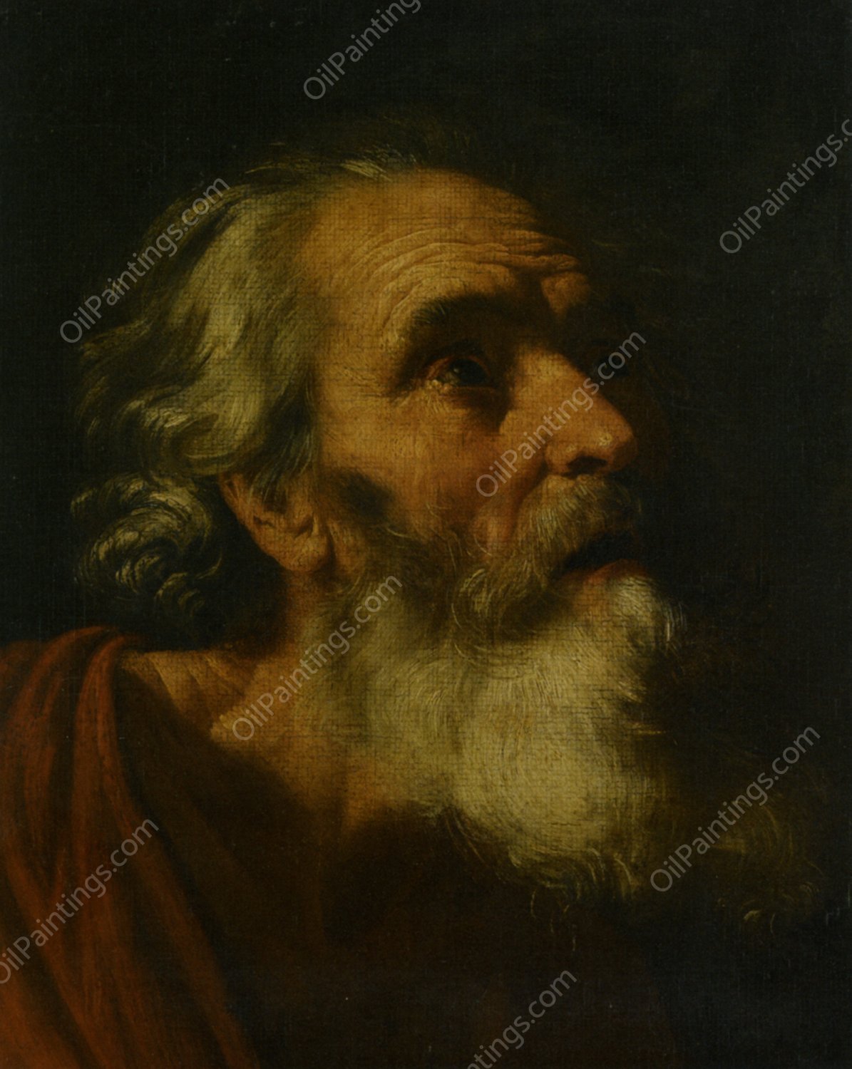 Study for the Head of a Male Probably Saint Peter by Hendrick Van Somer - Hand-Painted Oil Painting Reproduction