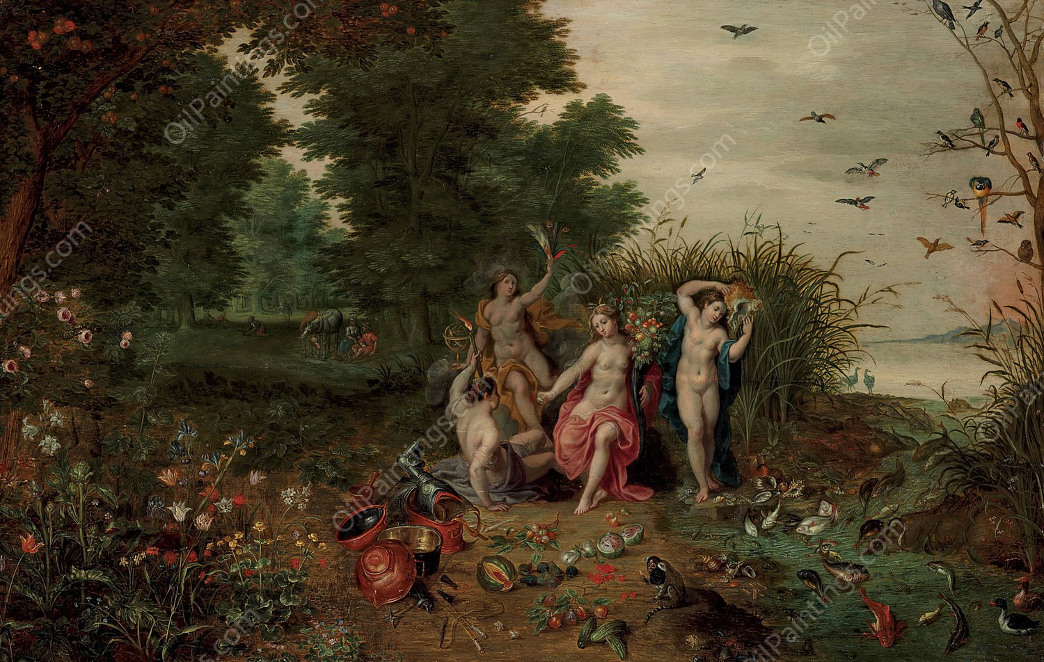 An Allegory of the Four Elements by Hendrik Van Balen - Hand-Painted Oil Painting Reproduction