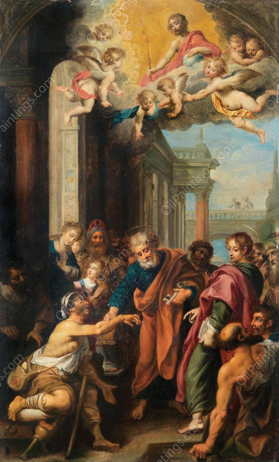 Saint Peter healing a lame man by Hendrik Van Balen - Hand-Painted Oil Painting Reproduction