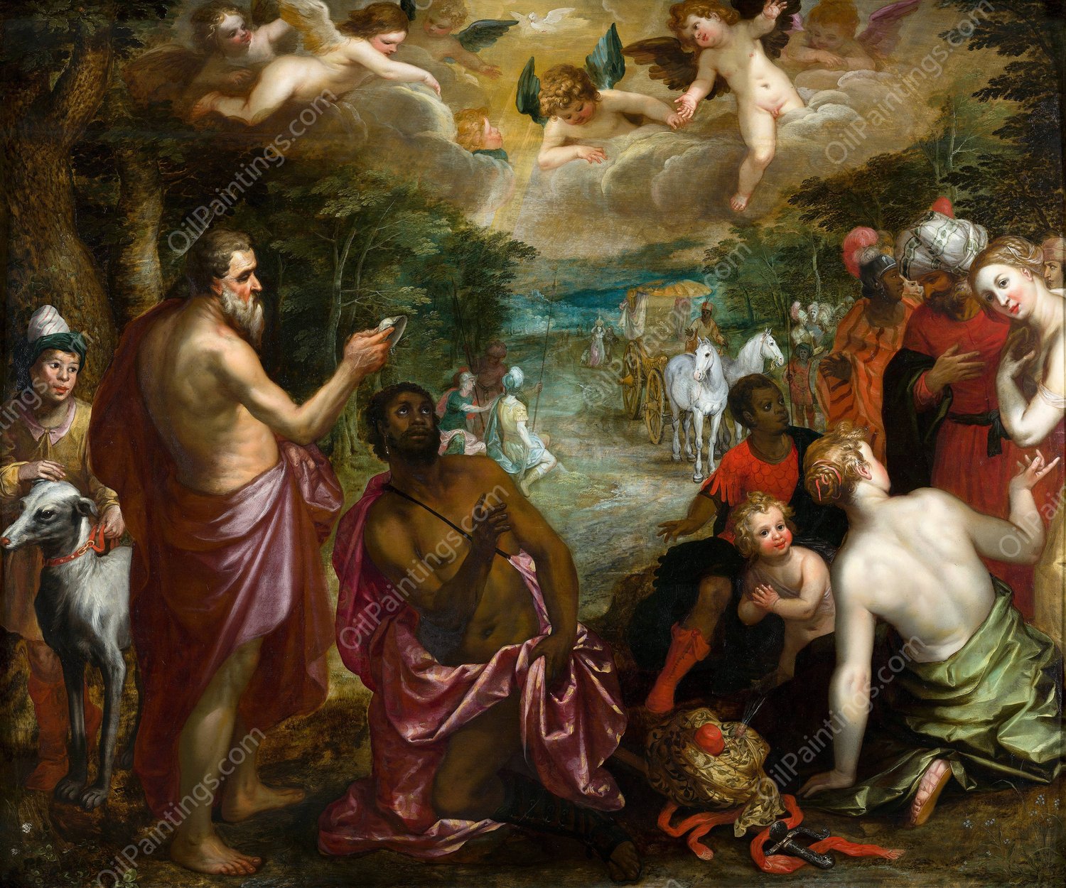 The Baptism of the Chamberlain of Queen Candace of Ethiopia  by Hendrik Van Balen - Hand-Painted Oil Painting Reproduction