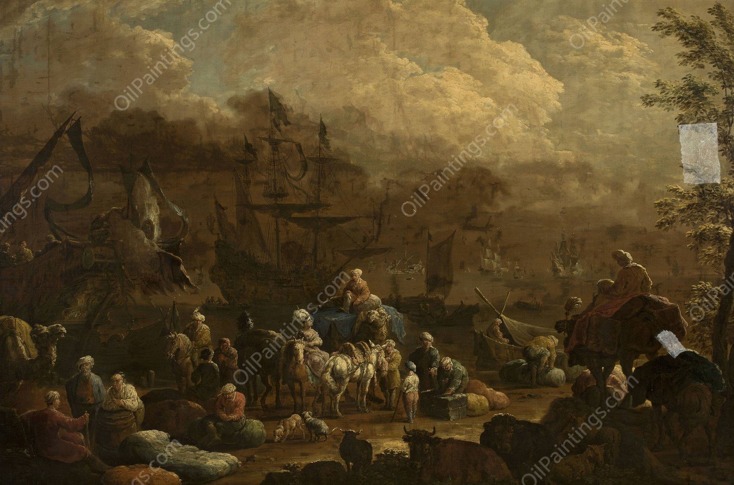 At an Eastern port by Hendrik Van Minderhout - Hand-Painted Oil Painting Reproduction