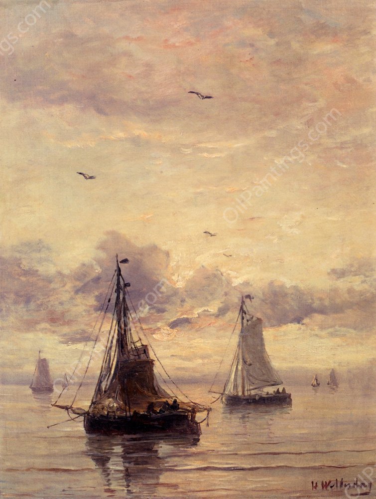 Evening Anchorage by Hendrik Willem Mesdag - Hand-Painted Oil Painting Reproduction