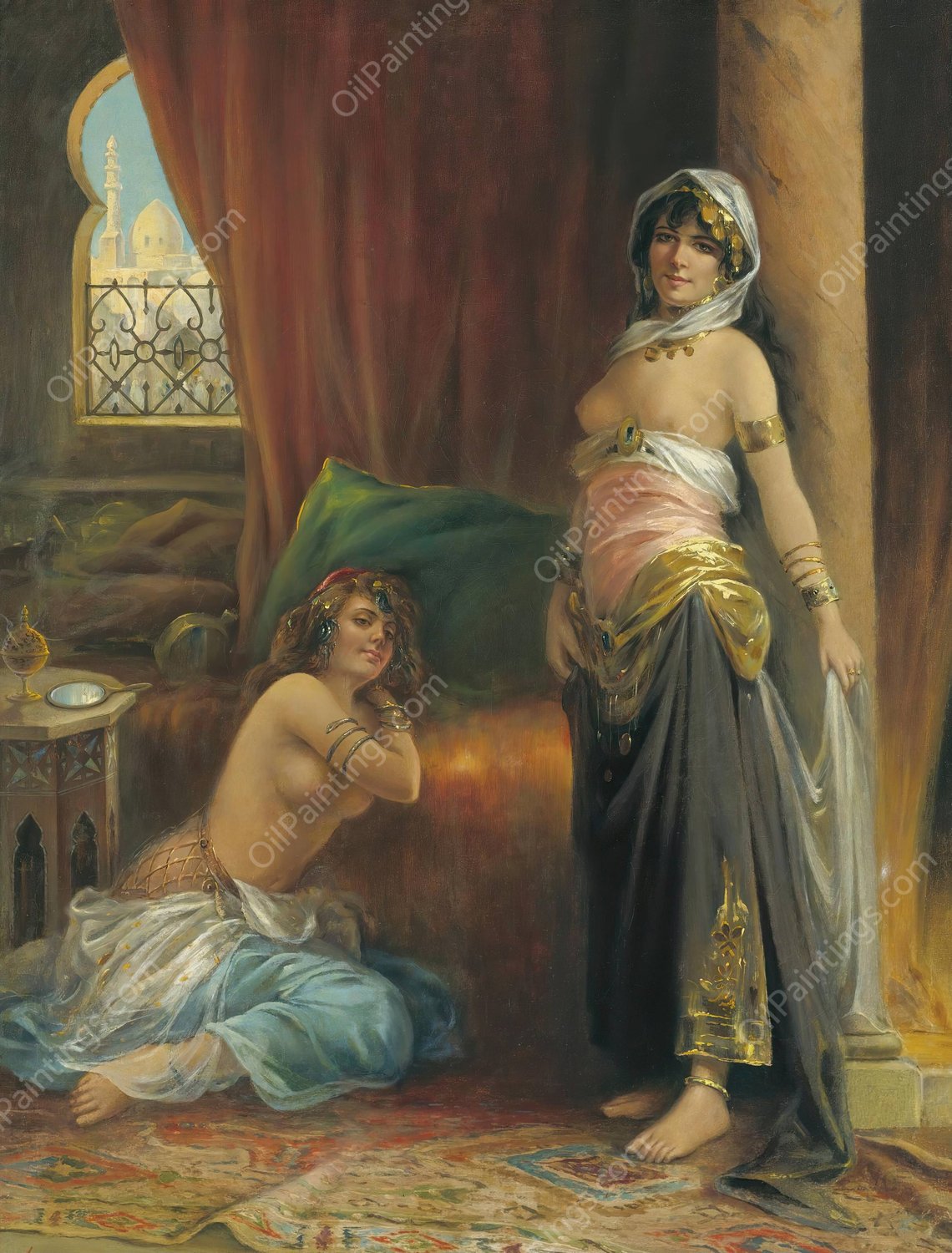 Harem Beauty  by Henri Adrien Tanoux - Hand-Painted Oil Painting Reproduction