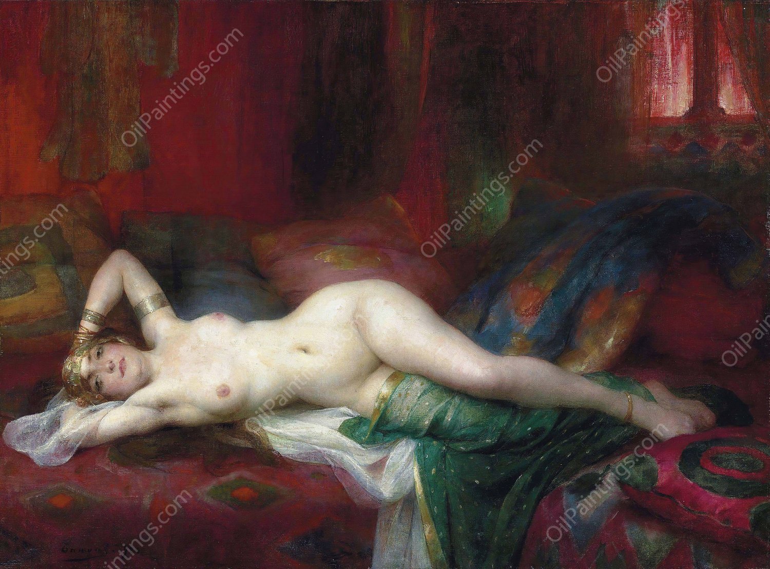 Odalisque  by Henri Adrien Tanoux - Hand-Painted Oil Painting Reproduction