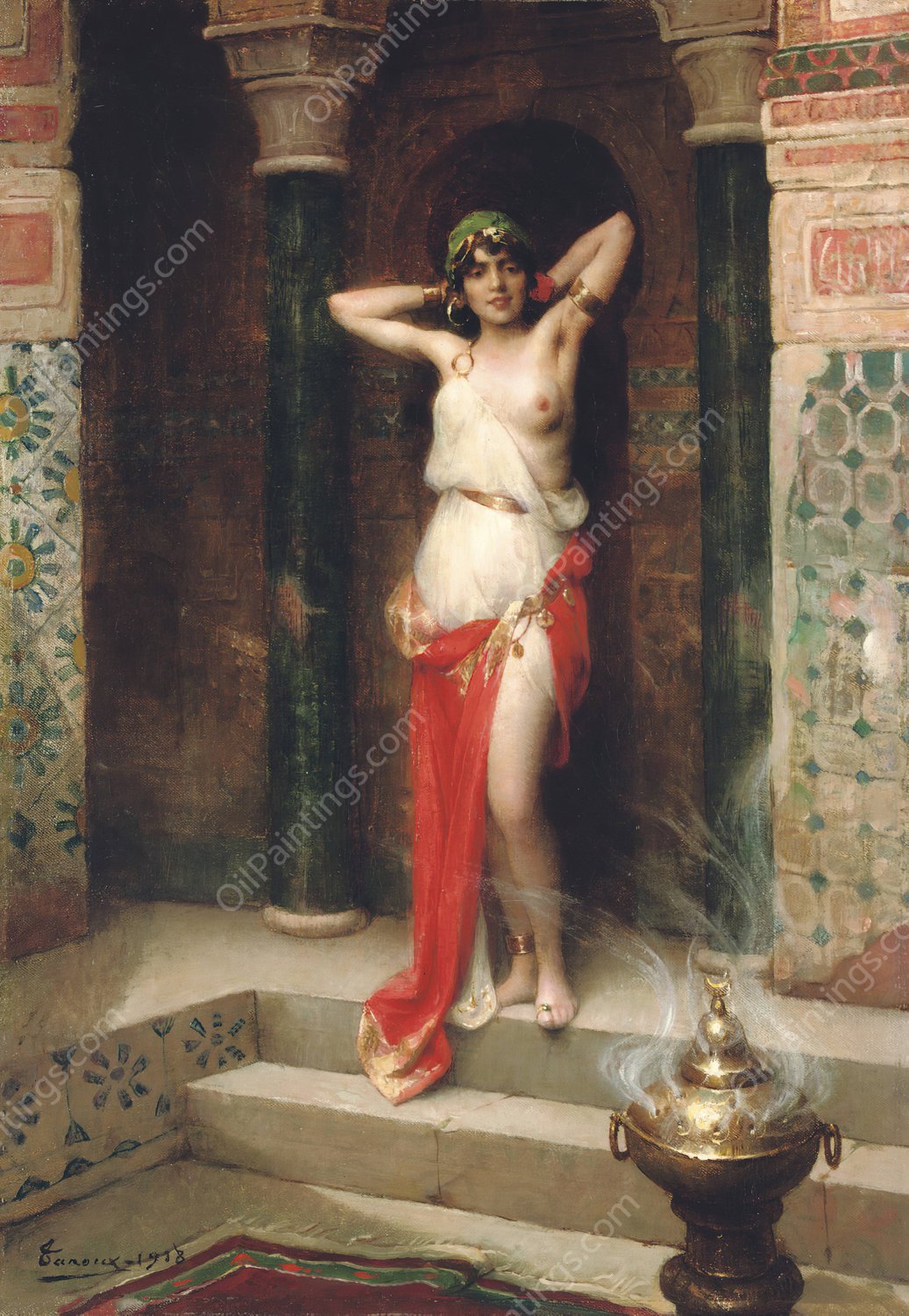 The Harem Beauty by Henri Adrien Tanoux - Hand-Painted Oil Painting Reproduction