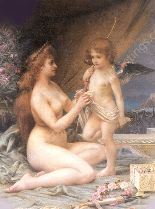 Aphrodite and Eros by Henri Camille Danger - Hand-Painted Oil Painting Reproduction