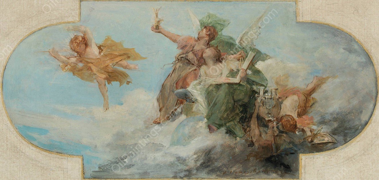 Allegorie des Arts  by Henri Courselles-Dumont - Hand-Painted Oil Painting Reproduction