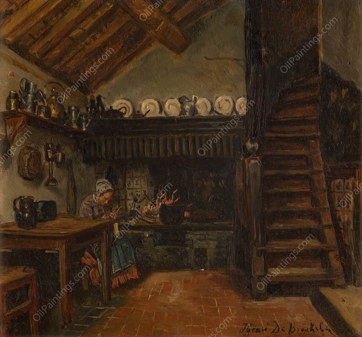 Kitchen  by Henri De Braekeleer - Hand-Painted Oil Painting Reproduction