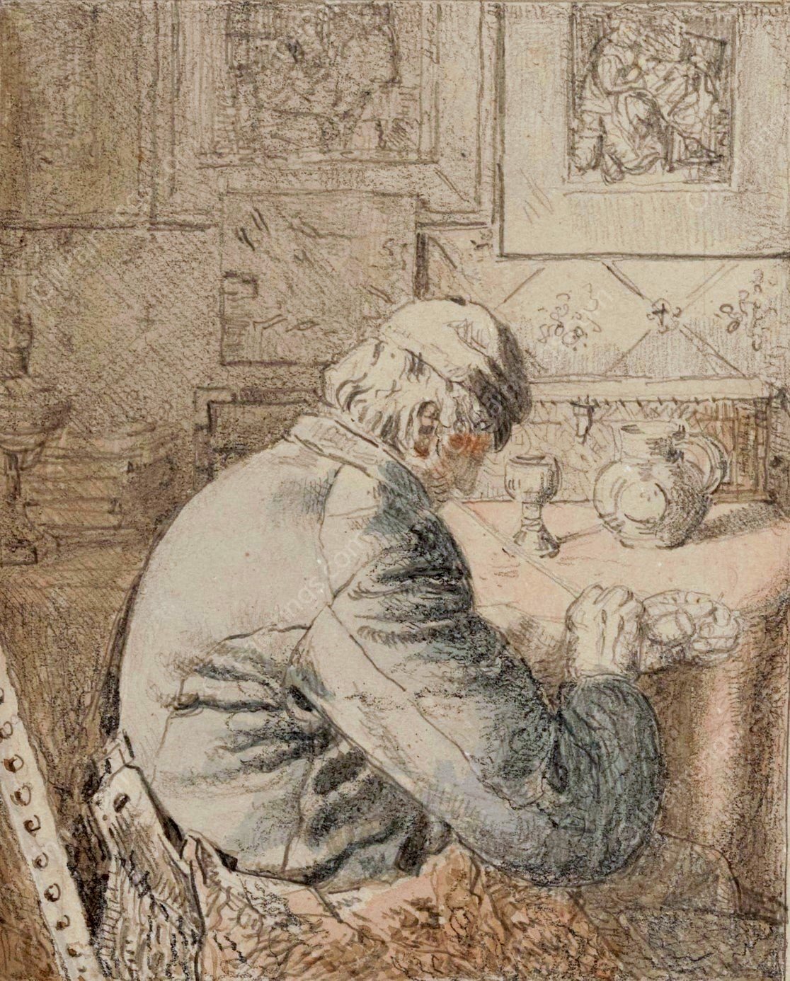 The Smoker by Henri De Braekeleer - Hand-Painted Oil Painting Reproduction