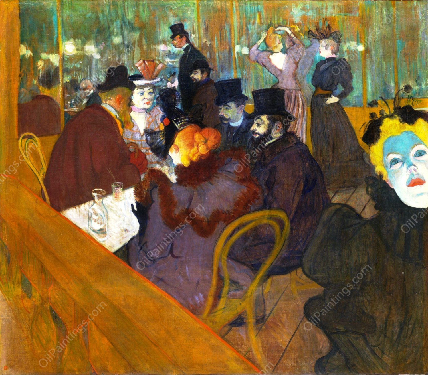 At the Moulin Rouge by Henri De Toulouse-Lautrec - Hand-Painted Oil Painting Reproduction