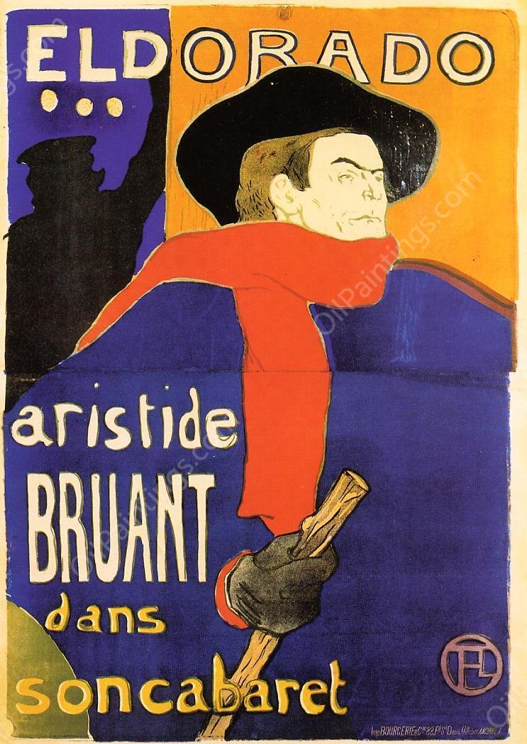 Eldorado, Aristide Bruant by Henri De Toulouse-Lautrec - Hand-Painted Oil Painting Reproduction
