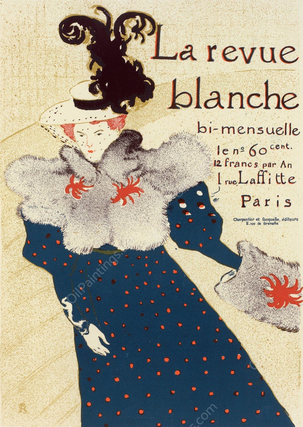 Revue Blanche  by Henri De Toulouse-Lautrec - Hand-Painted Oil Painting Reproduction