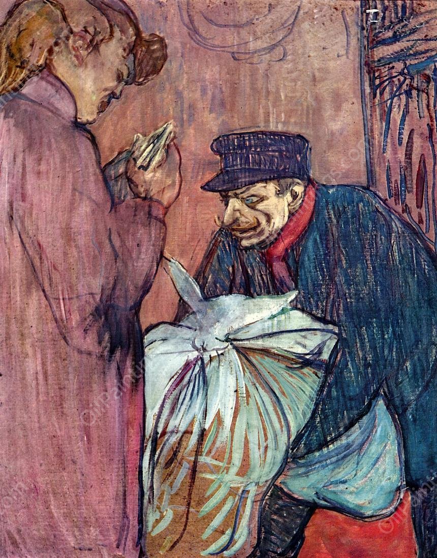 The Laundryman Calling at the Brothal by Henri De Toulouse-Lautrec - Hand-Painted Oil Painting Reproduction