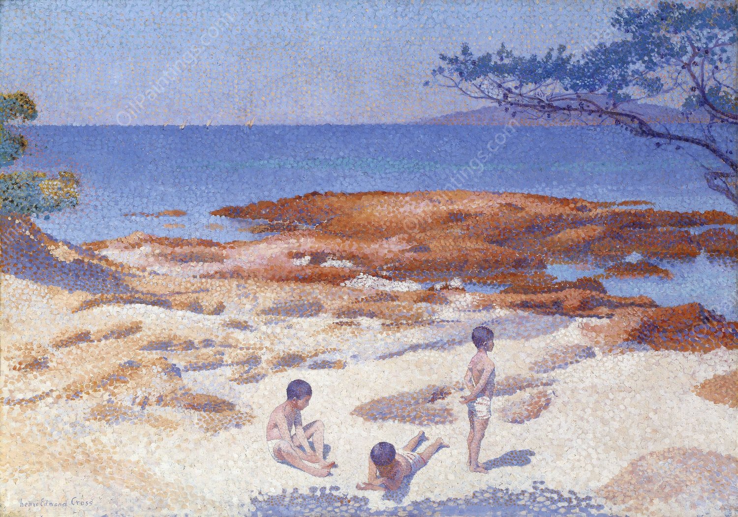 Beach at Cabasson  by Henri-Edmond Cross - Hand-Painted Oil Painting Reproduction