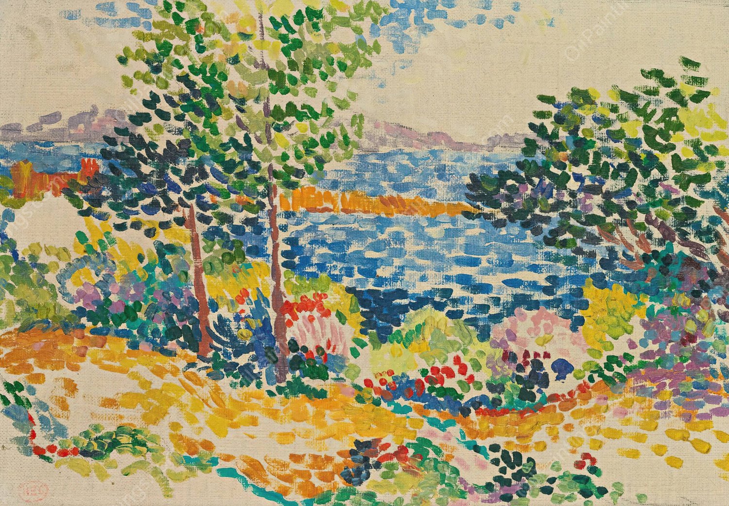 Bord De Mer En Mediterranee by Henri-Edmond Cross - Hand-Painted Oil Painting Reproduction