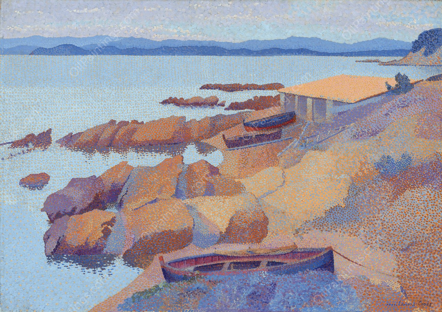 Calanque des Antibois  by Henri-Edmond Cross - Hand-Painted Oil Painting Reproduction