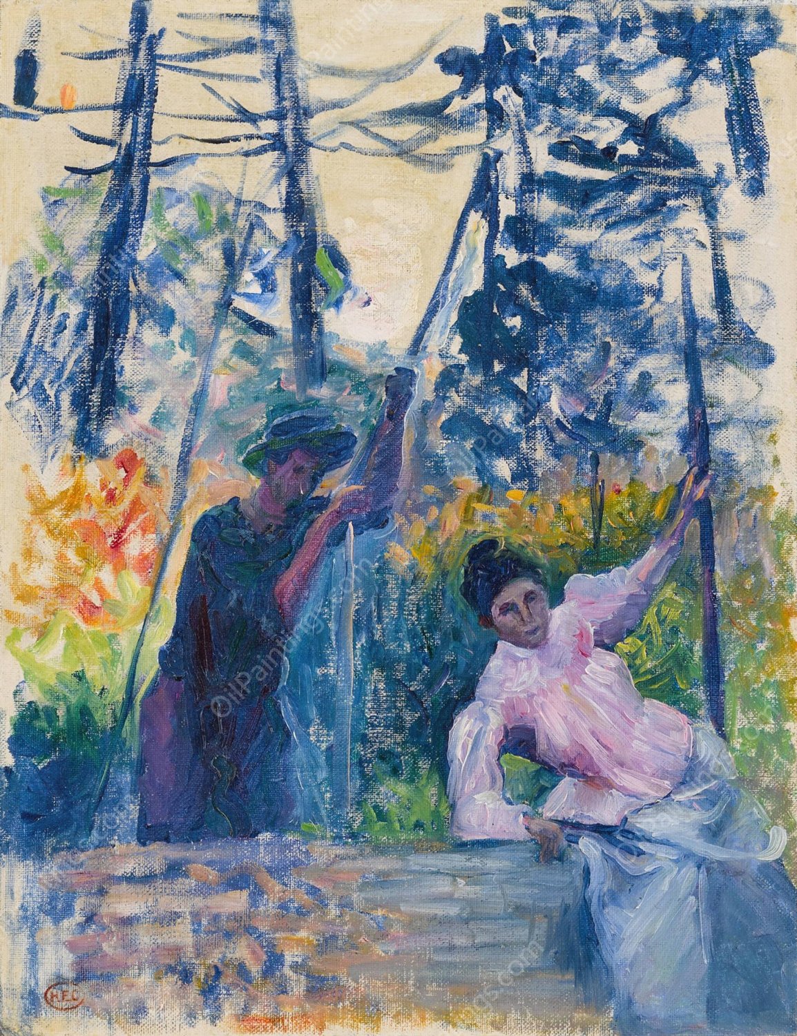 Etude pour 'Jardin en Provence' by Henri-Edmond Cross - Hand-Painted Oil Painting Reproduction