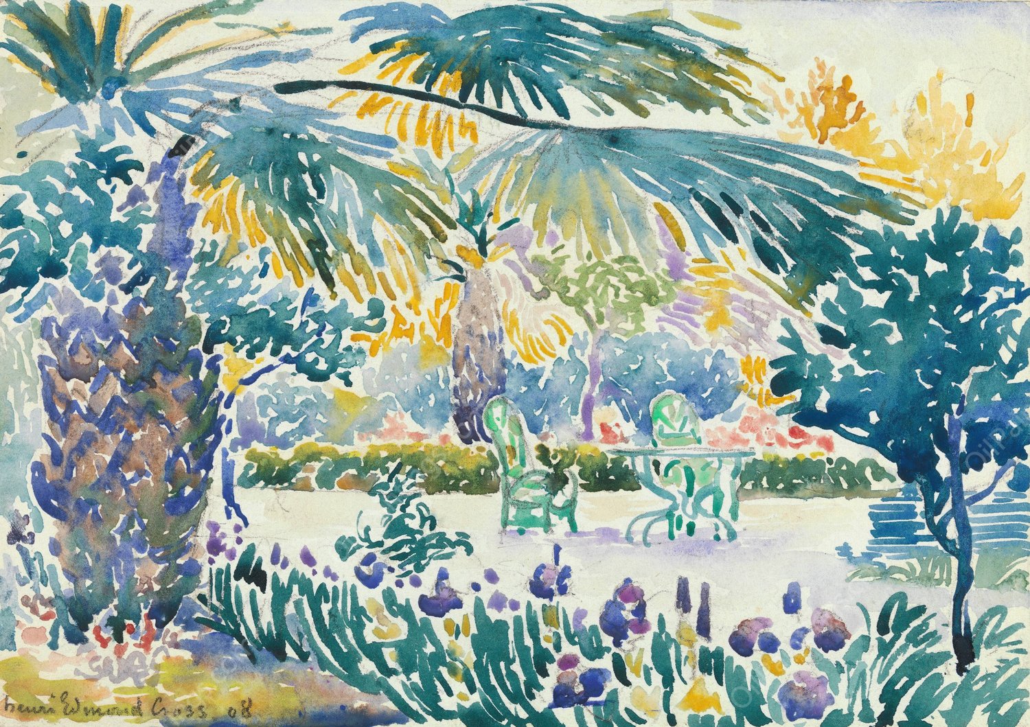Garden of the Painter at Saint Clair  by Henri-Edmond Cross - Hand-Painted Oil Painting Reproduction