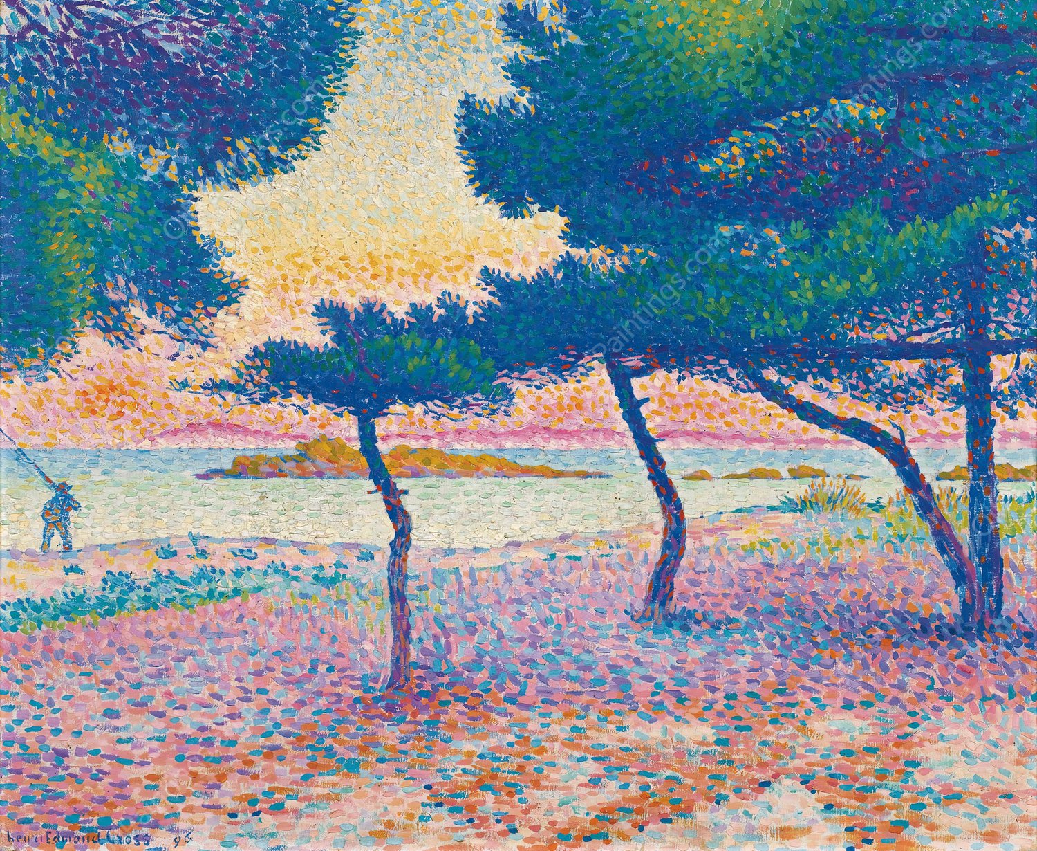 La Plage De Saint-Clair  by Henri-Edmond Cross - Hand-Painted Oil Painting Reproduction