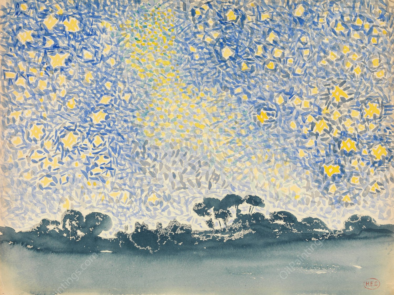 Landscape with Stars  by Henri-Edmond Cross - Hand-Painted Oil Painting Reproduction