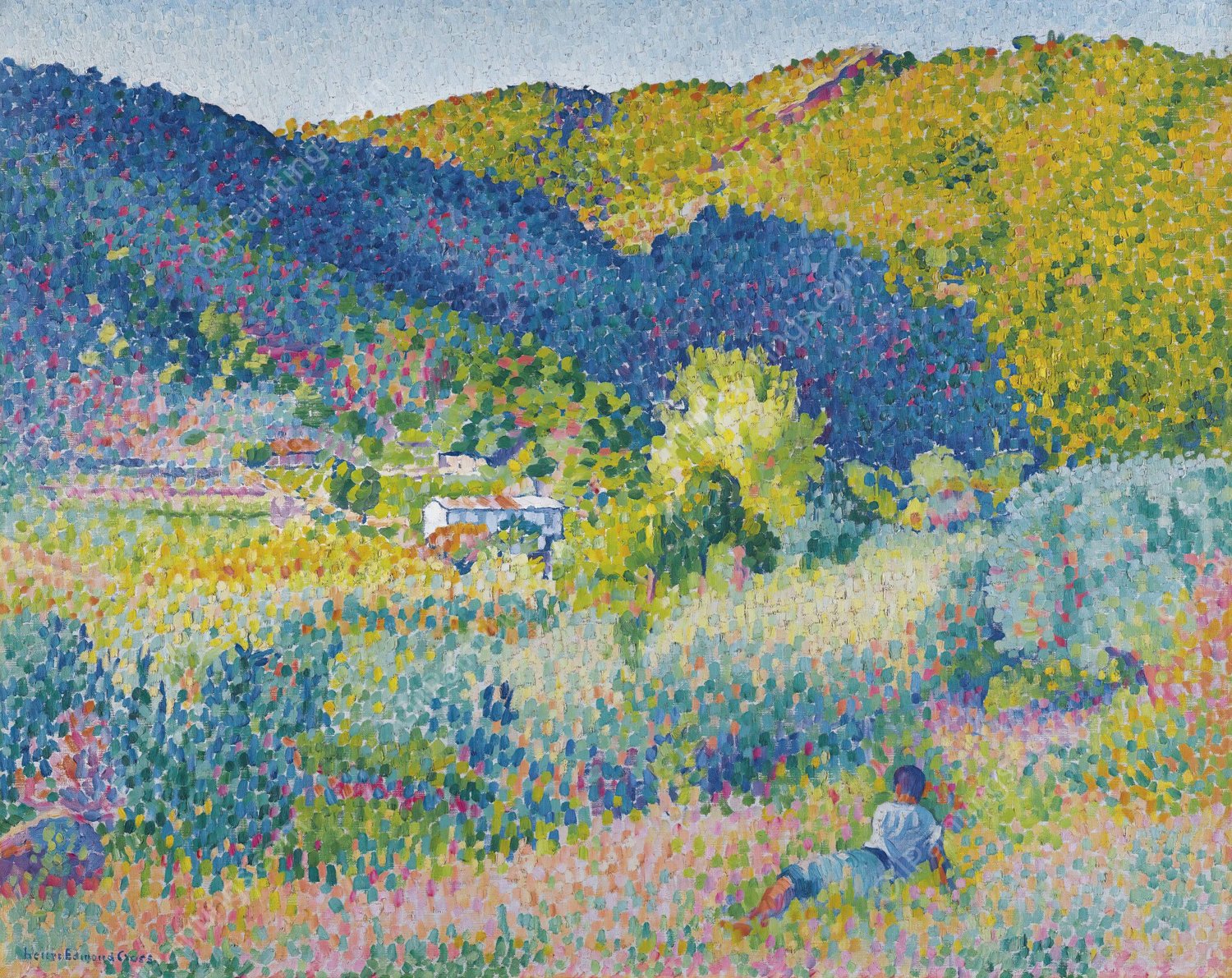 Paysage De La Chaine Des Maures  by Henri-Edmond Cross - Hand-Painted Oil Painting Reproduction