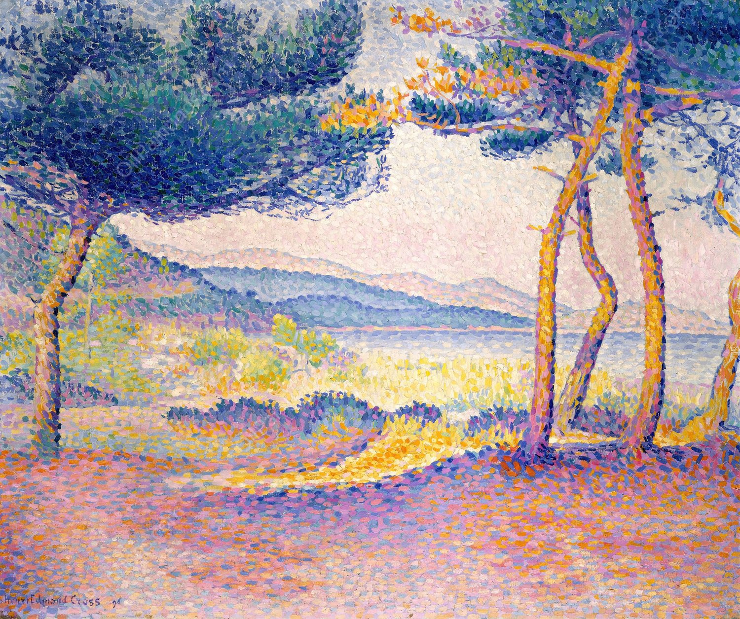 Pines Along the Shore  by Henri-Edmond Cross - Hand-Painted Oil Painting Reproduction