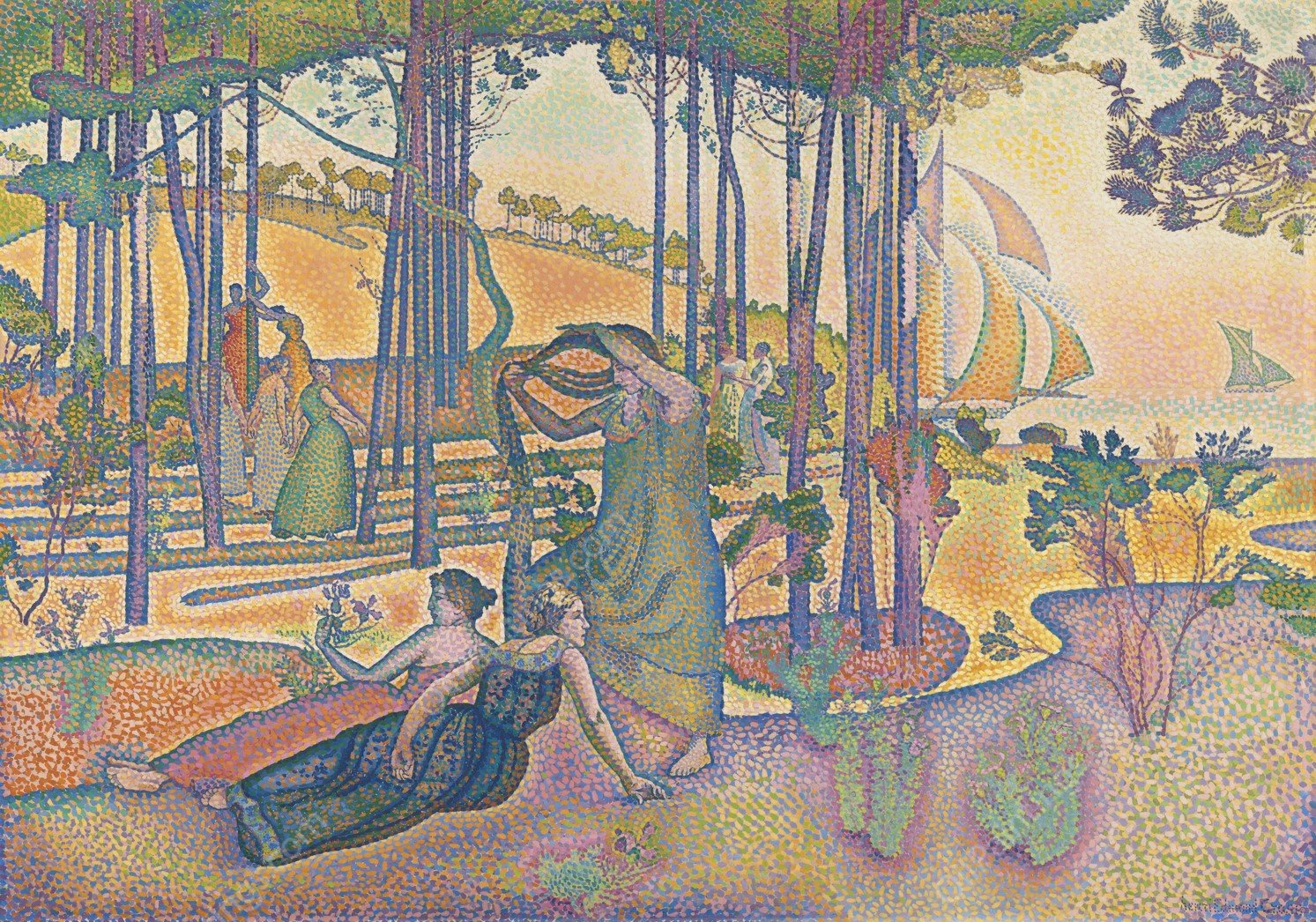 The Evening Air  by Henri-Edmond Cross - Hand-Painted Oil Painting Reproduction