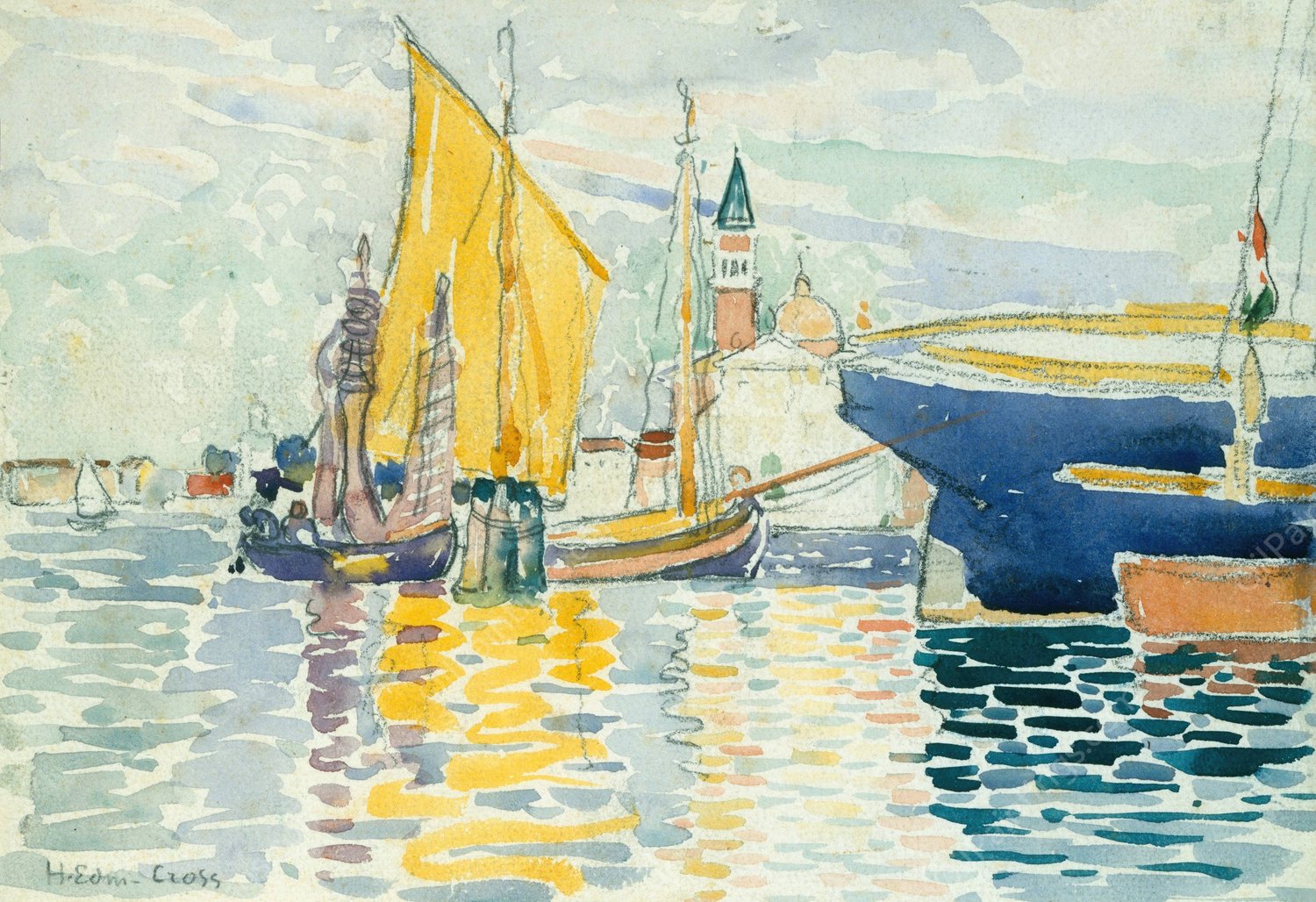 Venice-The Giudecca  by Henri-Edmond Cross - Hand-Painted Oil Painting Reproduction
