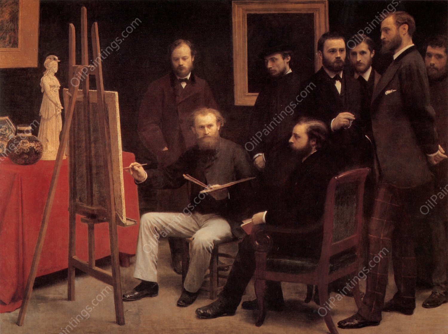 A Studio in the Batignolles by Henri Fantin-Latour - Hand-Painted Oil Painting Reproduction