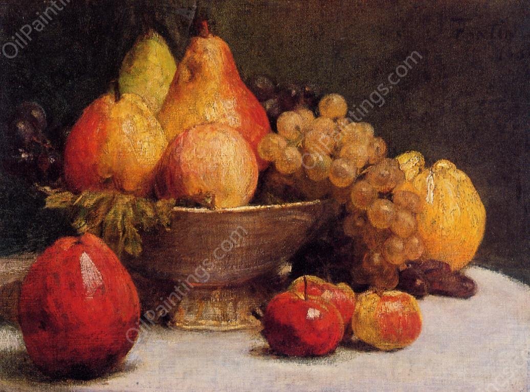 Bowl of Fruit by Henri Fantin-Latour - Hand-Painted Oil Painting Reproduction