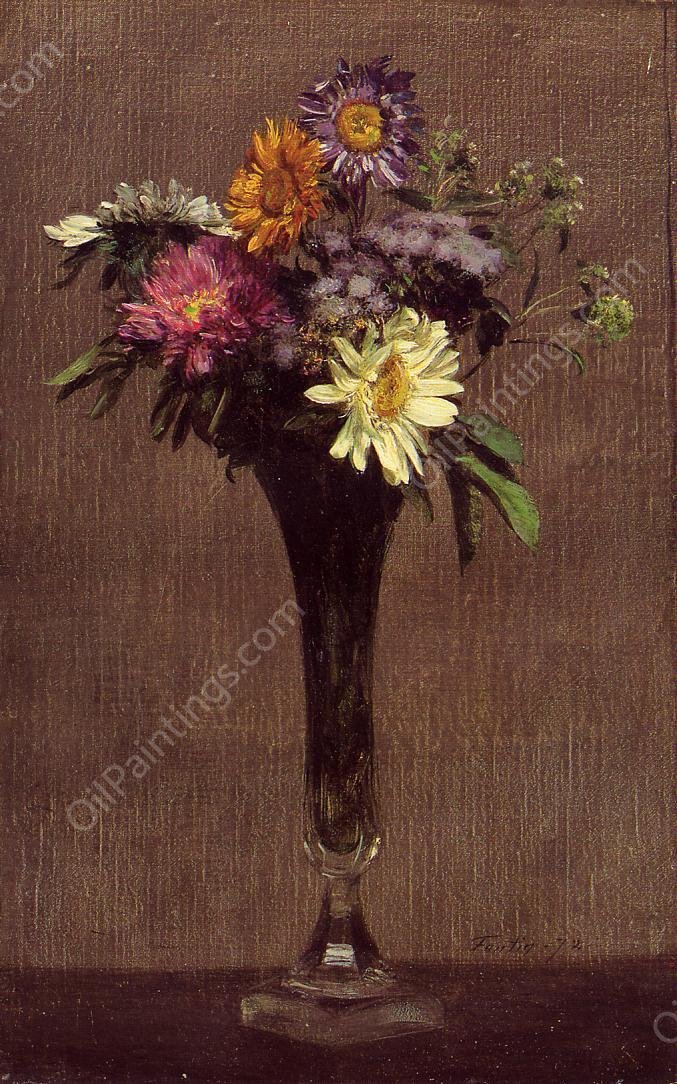 Daisies and Dahlias by Henri Fantin-Latour - Hand-Painted Oil Painting Reproduction