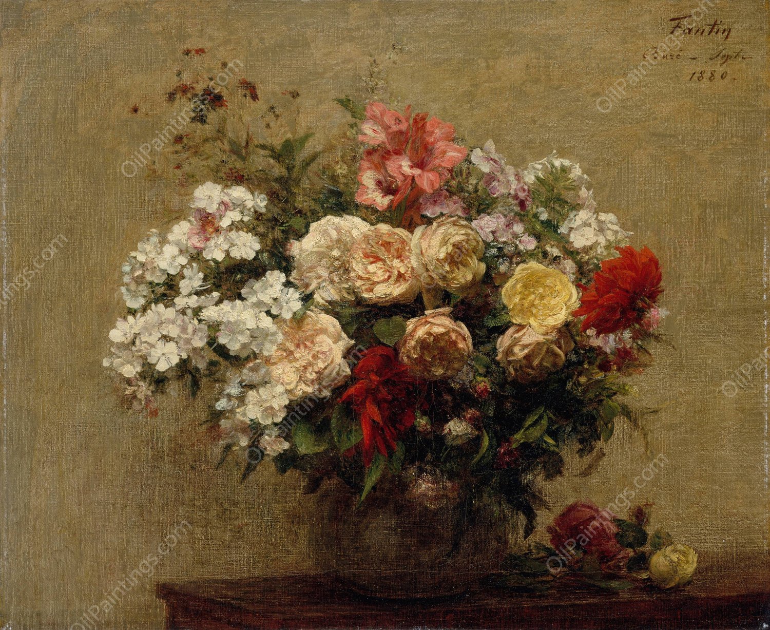Summer Flowers  by Henri Fantin-Latour - Hand-Painted Oil Painting Reproduction