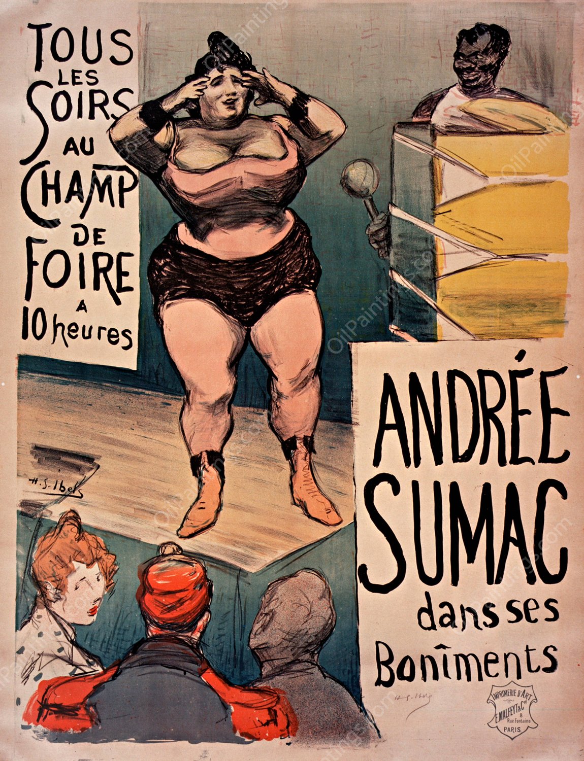 Champ de foire… Andree Sumac dans ses boniments  by Henri-Gabriel Ibels - Hand-Painted Oil Painting Reproduction