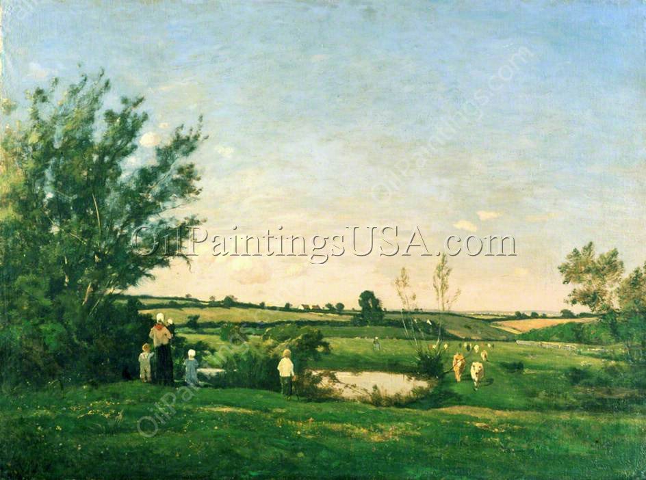 Environs de Saint Pierre, Yonne by Henri Harpignies - Hand-Painted Oil Painting Reproduction