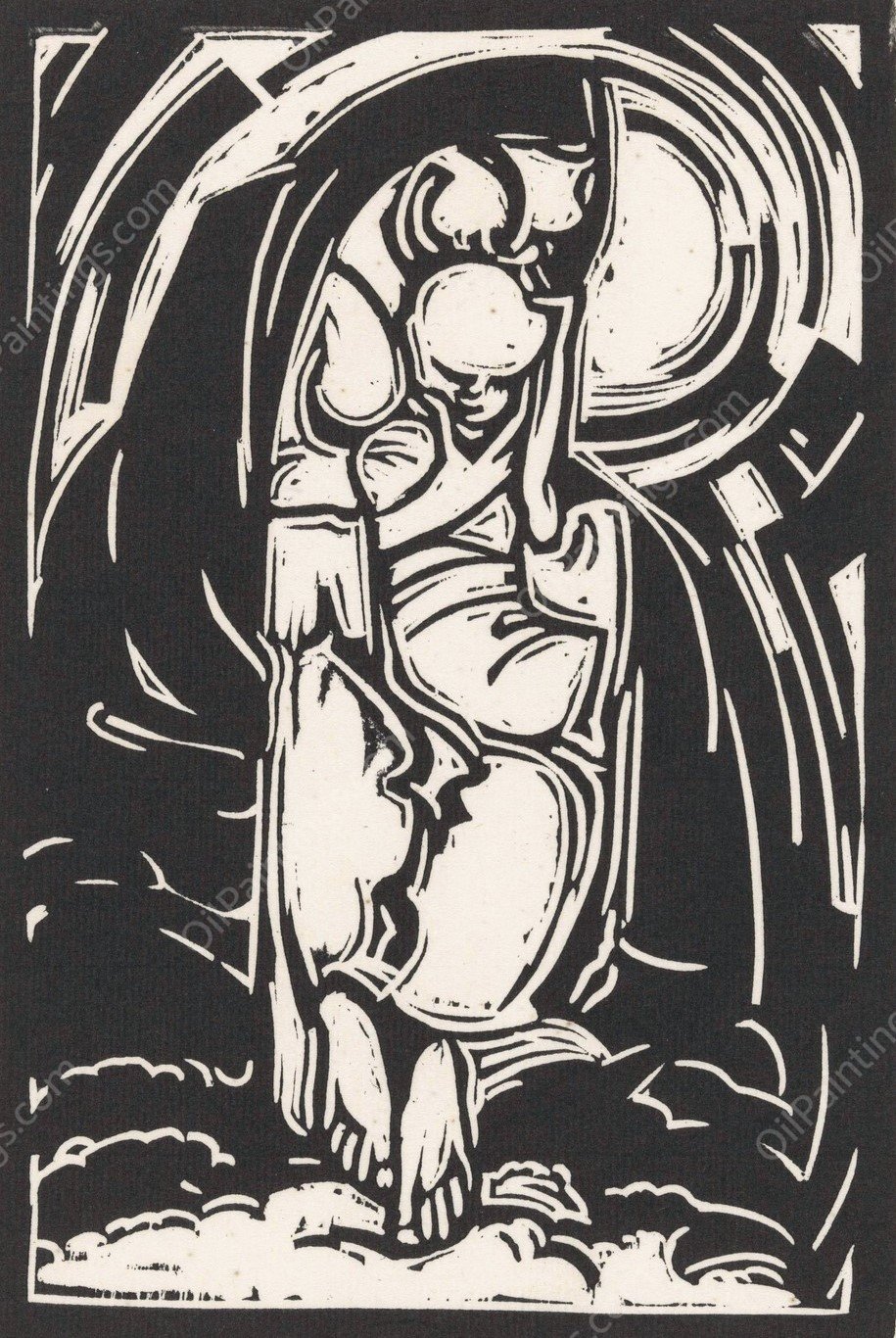 Figuur die zijn kin vasthoudt  by Henri Jonas - Hand-Painted Oil Painting Reproduction