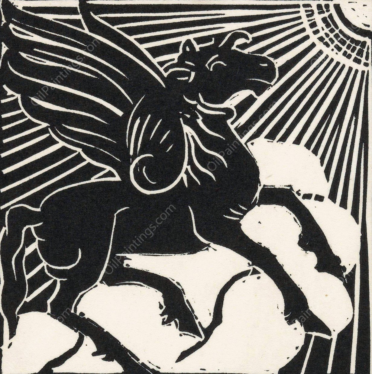 Gevleugeld paard  by Henri Jonas - Hand-Painted Oil Painting Reproduction