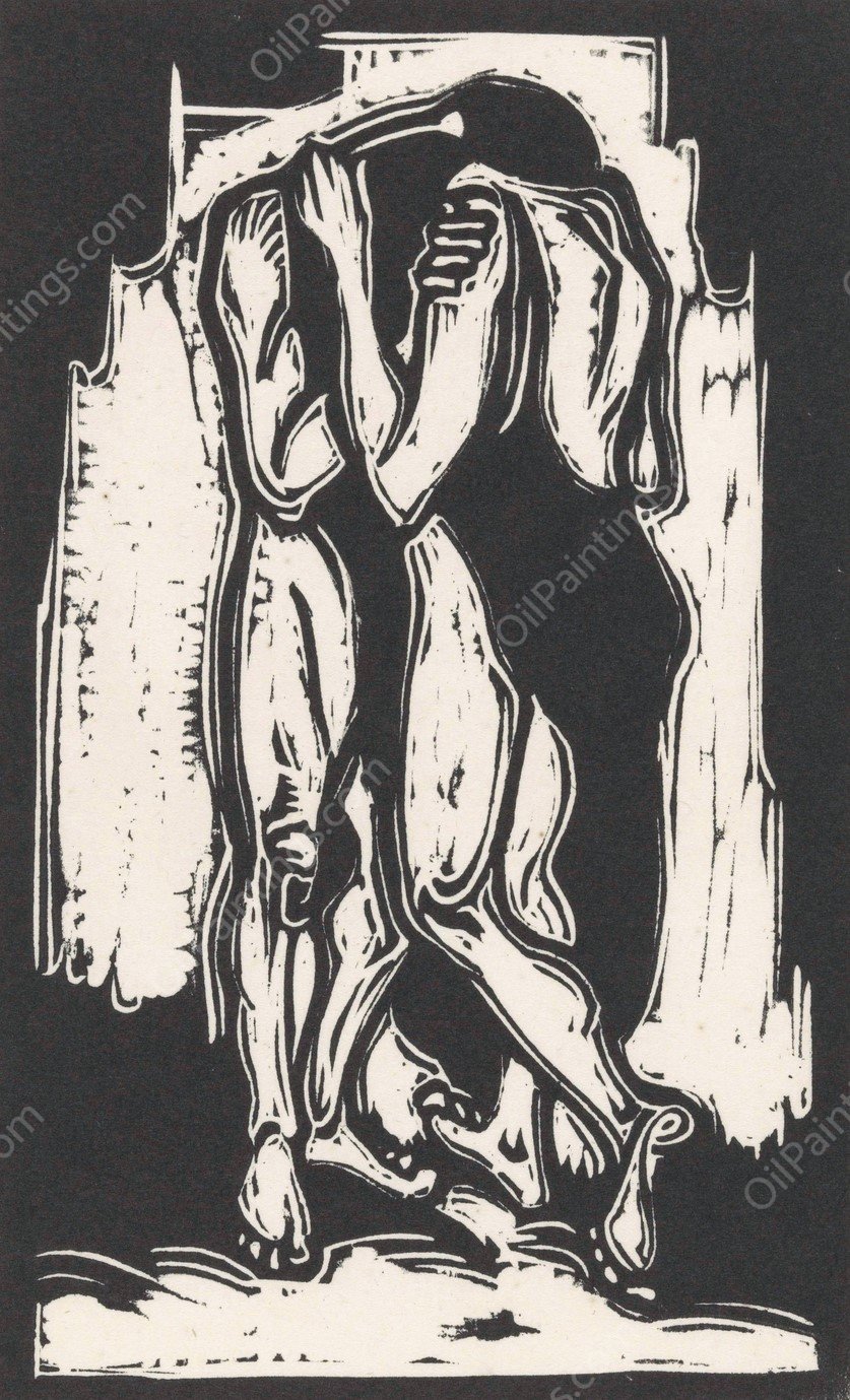 Man en vrouw die elkaar bij de schouders vasthouden  by Henri Jonas - Hand-Painted Oil Painting Reproduction