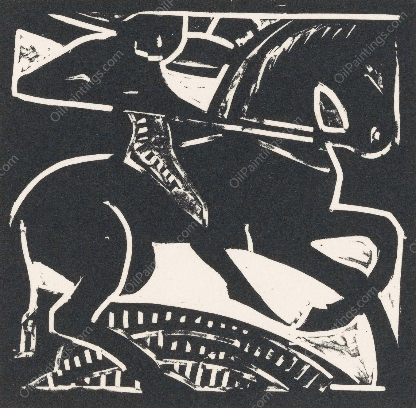 Ruiter op een paard  by Henri Jonas - Hand-Painted Oil Painting Reproduction