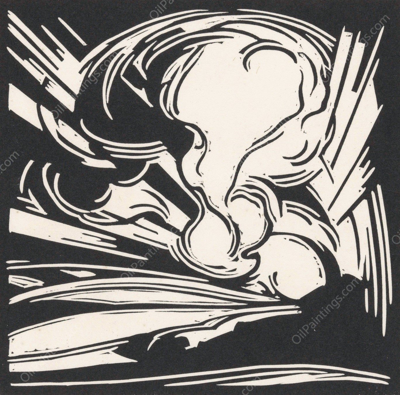 Wolken en zonnestralen boven een landschap  by Henri Jonas - Hand-Painted Oil Painting Reproduction