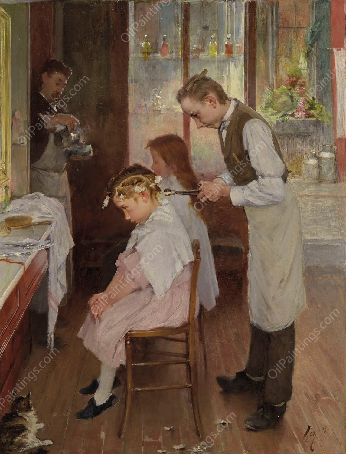 La Veille des prix  by Henri-Jules-Jean Geoffroy - Hand-Painted Oil Painting Reproduction